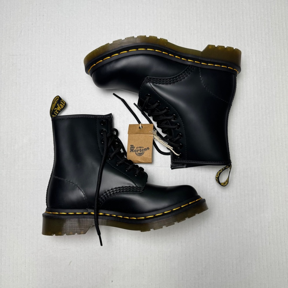 Dr Martens 1460 Smooth Leather Lace Up Boots Black Womens Size 5 Alt Punk Grunge